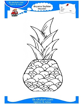 Çocuklar İçin Ananas Boyama Sayfaları 